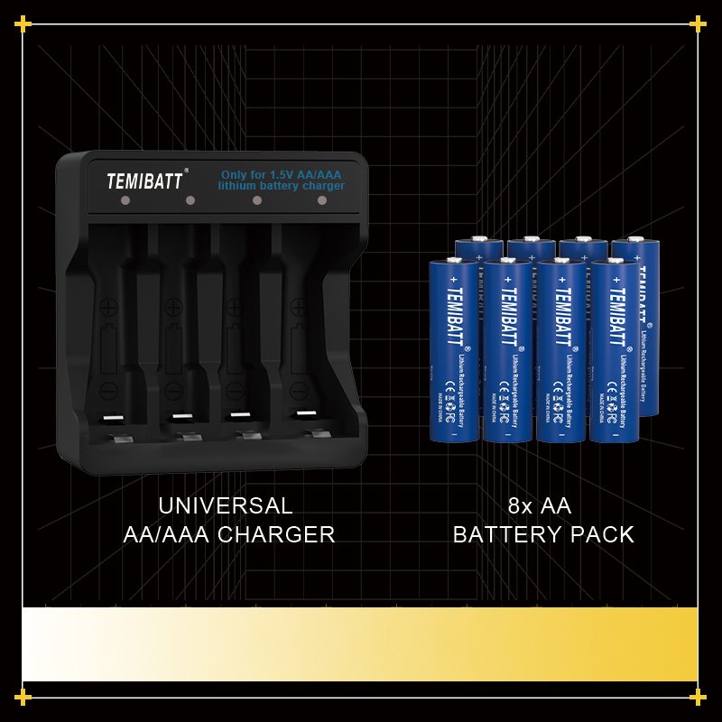 8 rechargeable batteries, size 5 lithium battery with square charger
